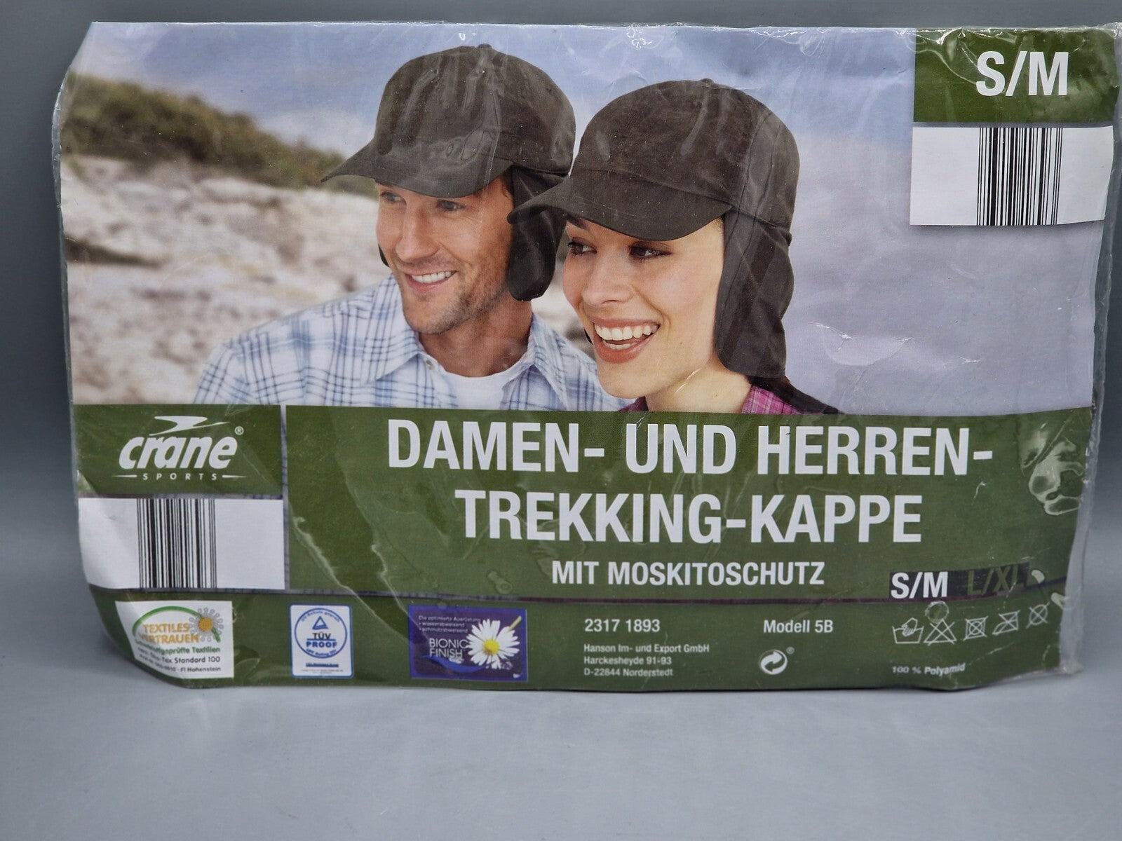 Crane Damen- und Herren Trekking-Kappe mit Moskitoschutz S/M